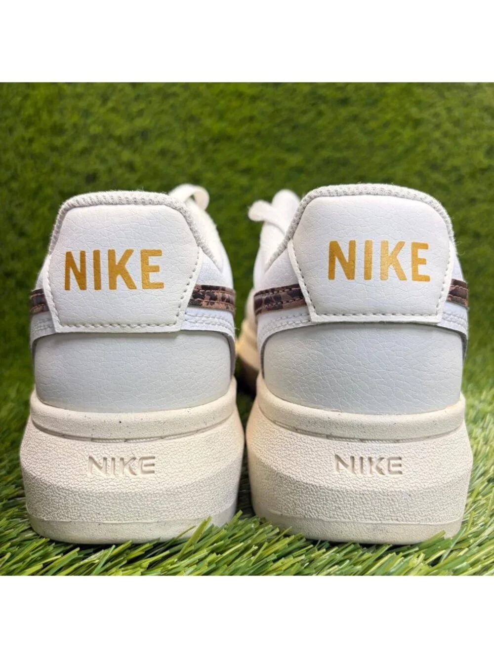 Nike Court Vision Alta Leopard Womens Size 9 White Athletic Shoes Sneakers